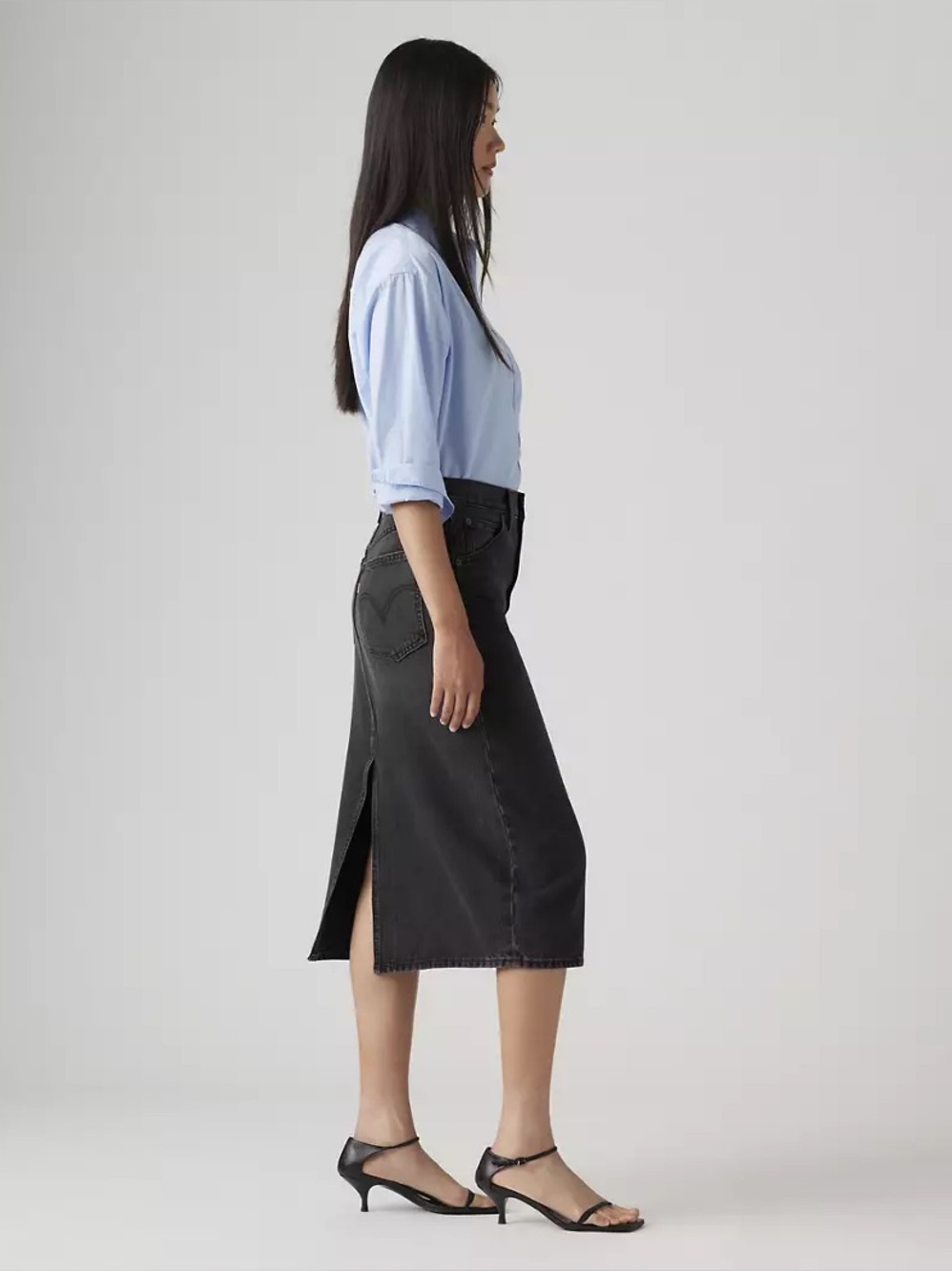 LEVIS NWT high rise slit midi skirt -heather gray Medium/29